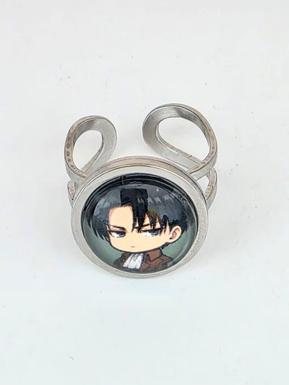 Attack on Titan Inspired Levi Ackerman Adjustable Stainless Steel Ring 14mm