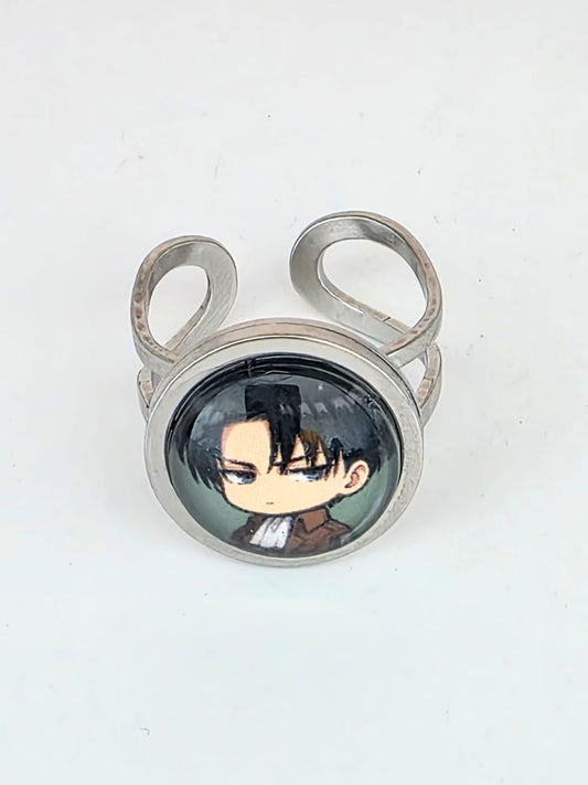 Attack on Titan Inspired Levi Ackerman Adjustable Stainless Steel Ring 14mm