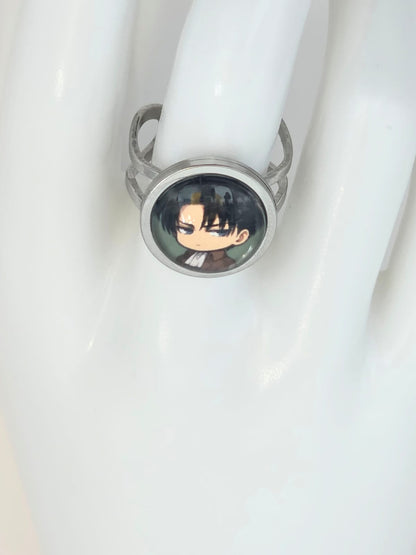 Attack on Titan Inspired Levi Ackerman Adjustable Stainless Steel Ring 14mm