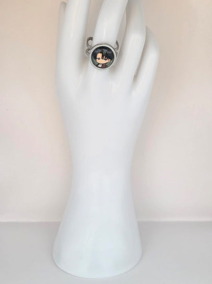 Attack on Titan Inspired Levi Ackerman Adjustable Stainless Steel Ring 14mm