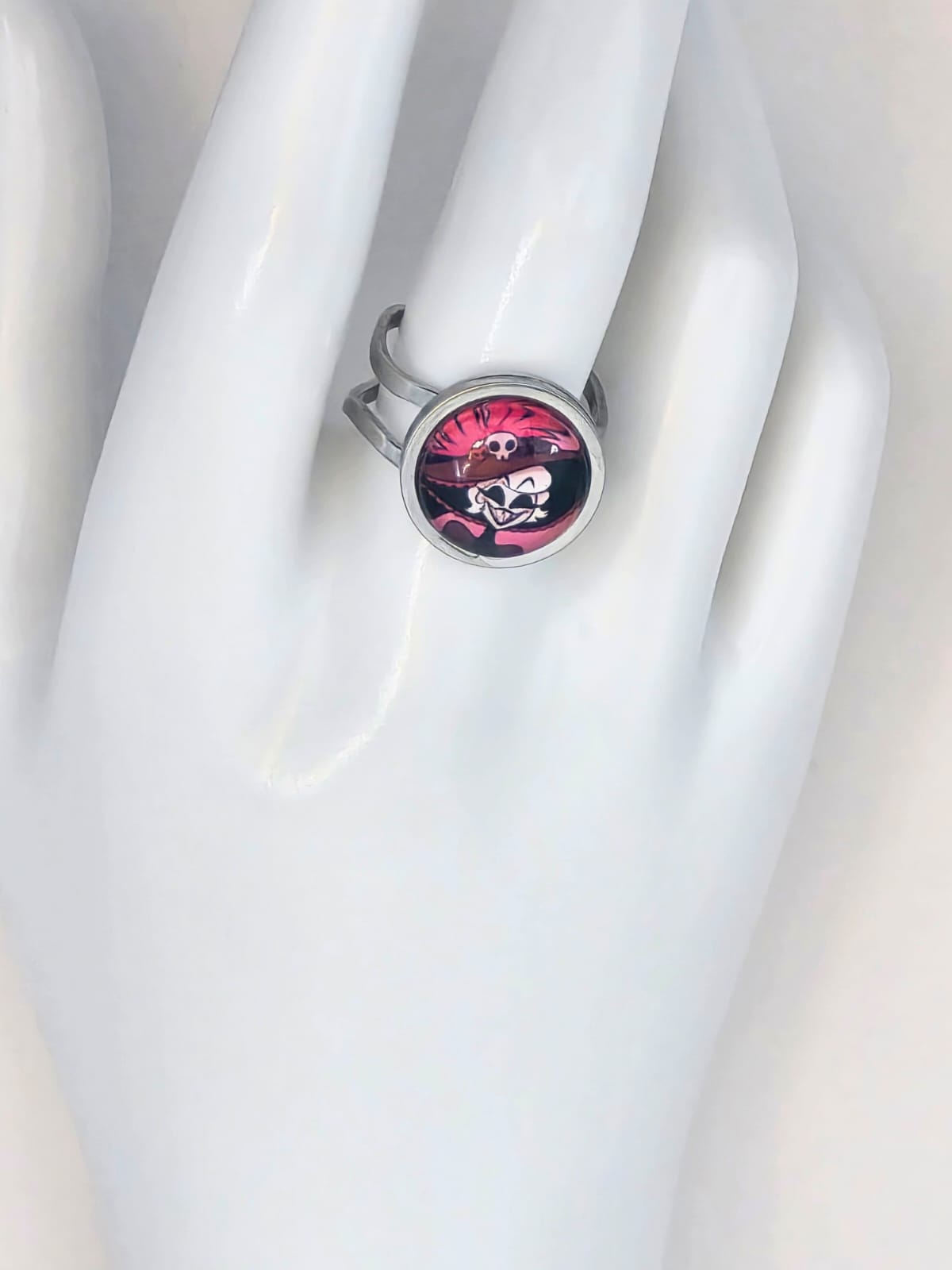 Hazbin Hotel Inspired Rosie 14 mm Adjustable Stainless Steel Ring Handmade