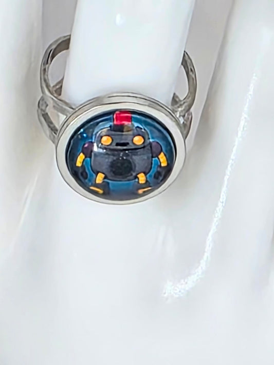 Final Space Inspired HUE 14 mm Adjustable Stainless Steel Ring Handmade UK