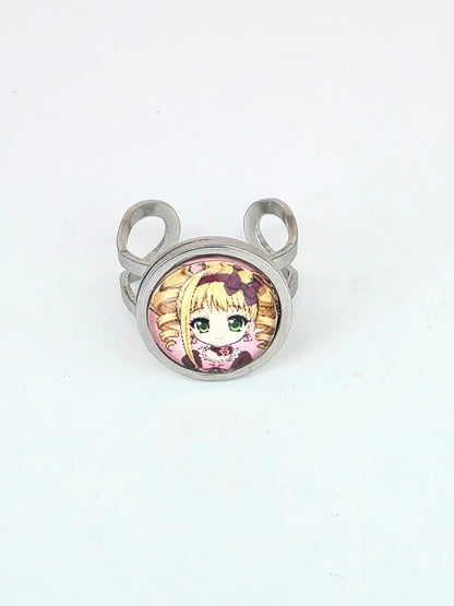 Black Butler (kuroshitsuji) Inspired Elizabeth Midford 14 mm Adjustable Stainless Steel Ring