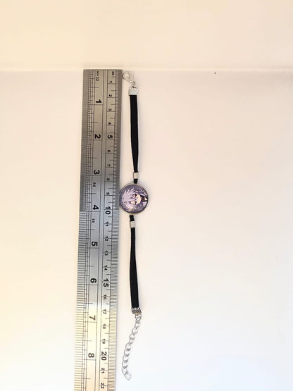 Black Butler (kuroshitsuji)  Inspired Pluto 20mm Faux Suede Adjustable Bracelet Handmade