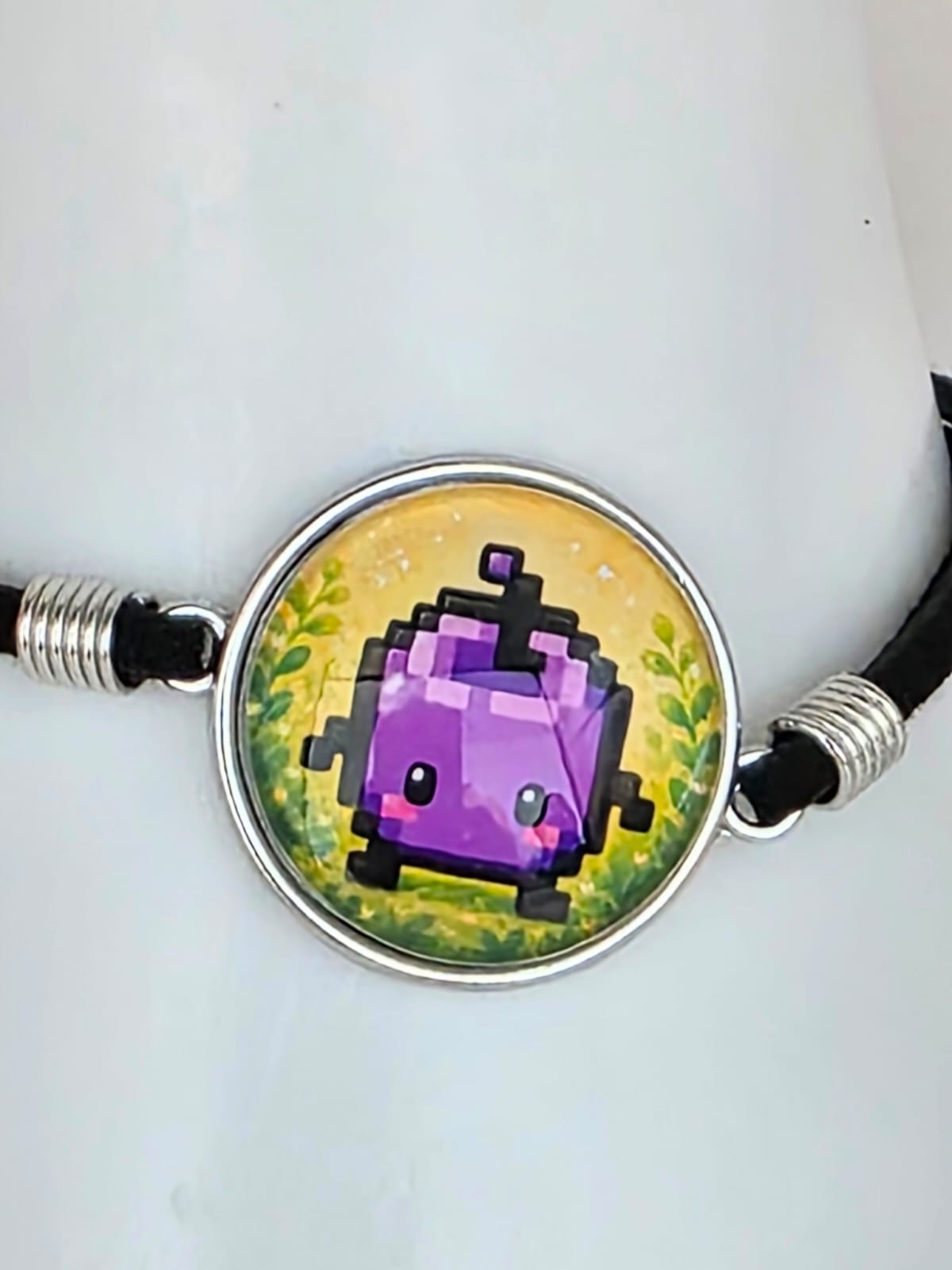 Stardew Valley Inspired Purple Junimo 20mm Faux Suede Adjustable Bracelet