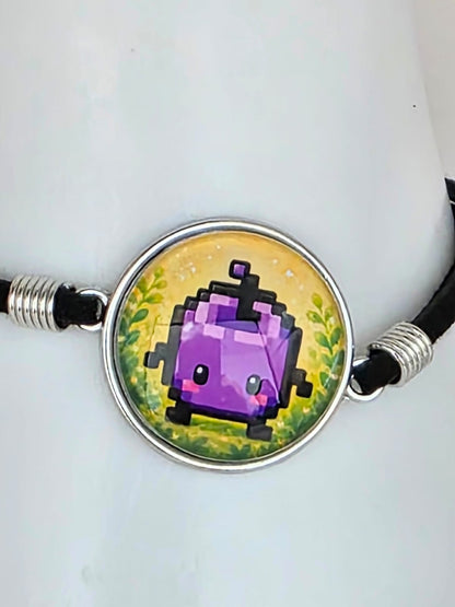 Stardew Valley Inspired Purple Junimo 20mm Faux Suede Adjustable Bracelet