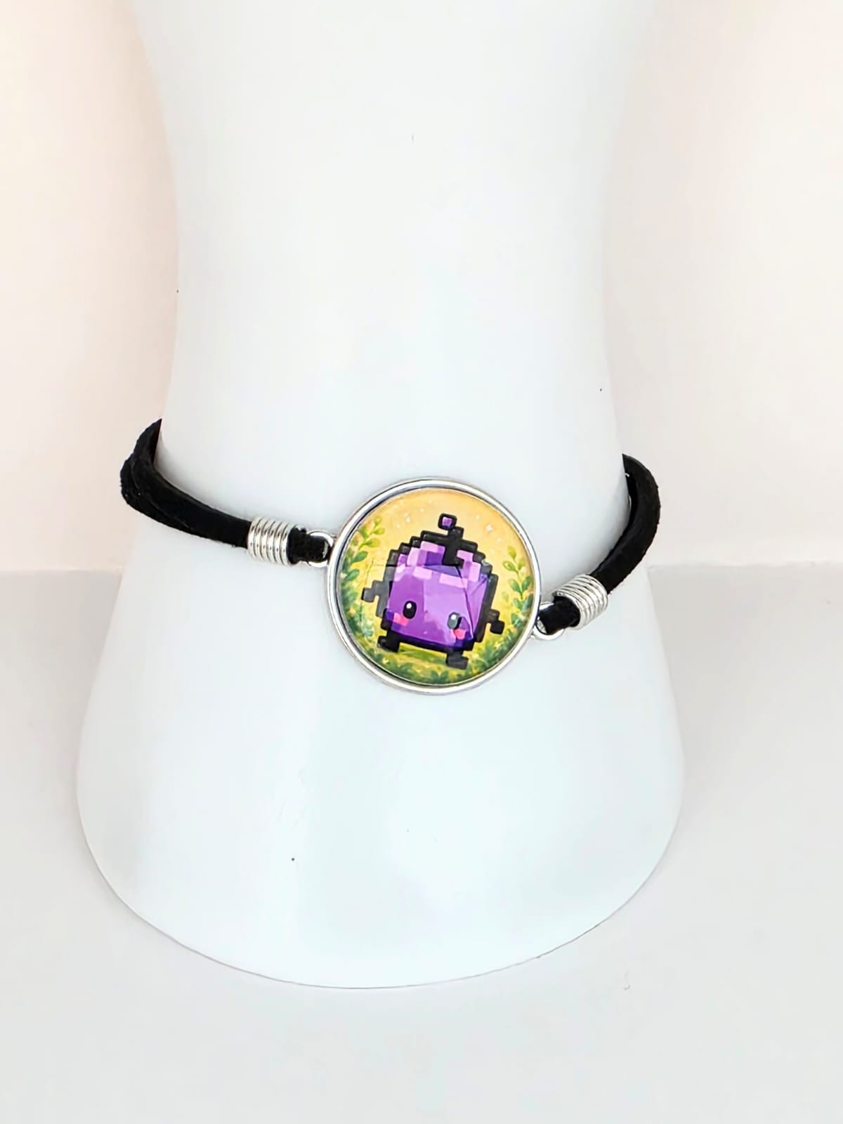 Stardew Valley Inspired Purple Junimo 20mm Faux Suede Adjustable Bracelet