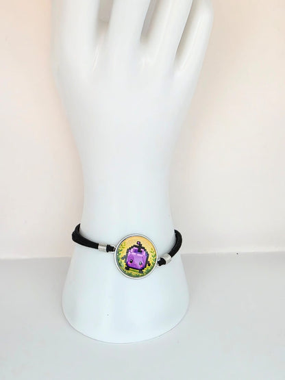 Stardew Valley Inspired Purple Junimo 20mm Faux Suede Adjustable Bracelet