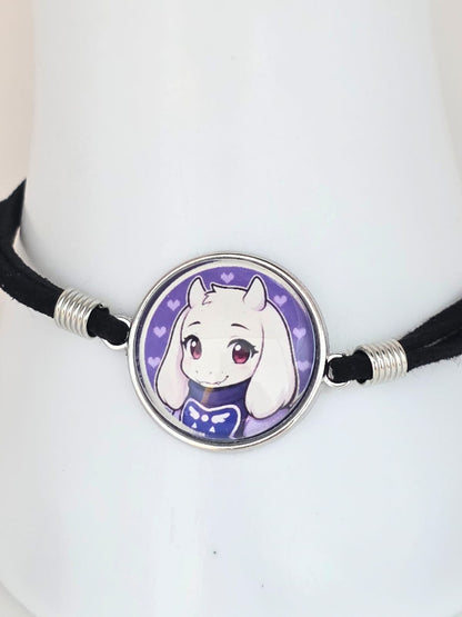 Undertale Inspired Toriel 20mm Faux Suede Adjustable Bracelet Handmade