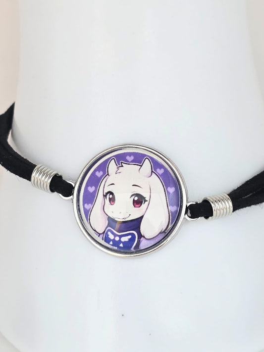 Undertale Inspired Toriel 20mm Faux Suede Adjustable Bracelet Handmade