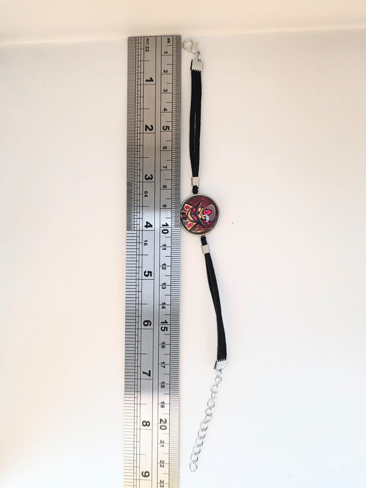 Hazbin Hotel Inspired Sir Pentious 20mm Faux Suede Adjustable Bracelet Handmade