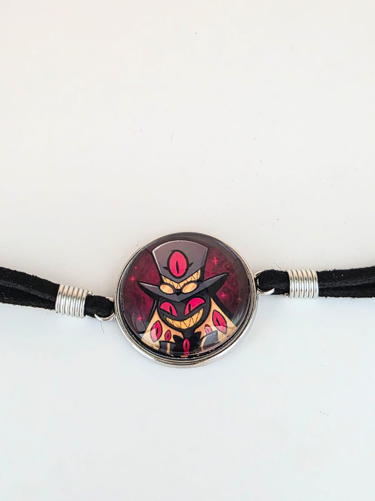 Hazbin Hotel Inspired Sir Pentious 20mm Faux Suede Adjustable Bracelet Handmade