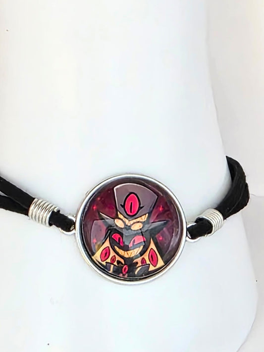 Hazbin Hotel Inspired Sir Pentious 20mm Faux Suede Adjustable Bracelet Handmade