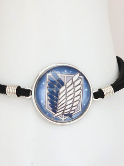 Attack on Titan Inspired Wing of Freedom 20mm Faux Suede Adjustable Bracelet
