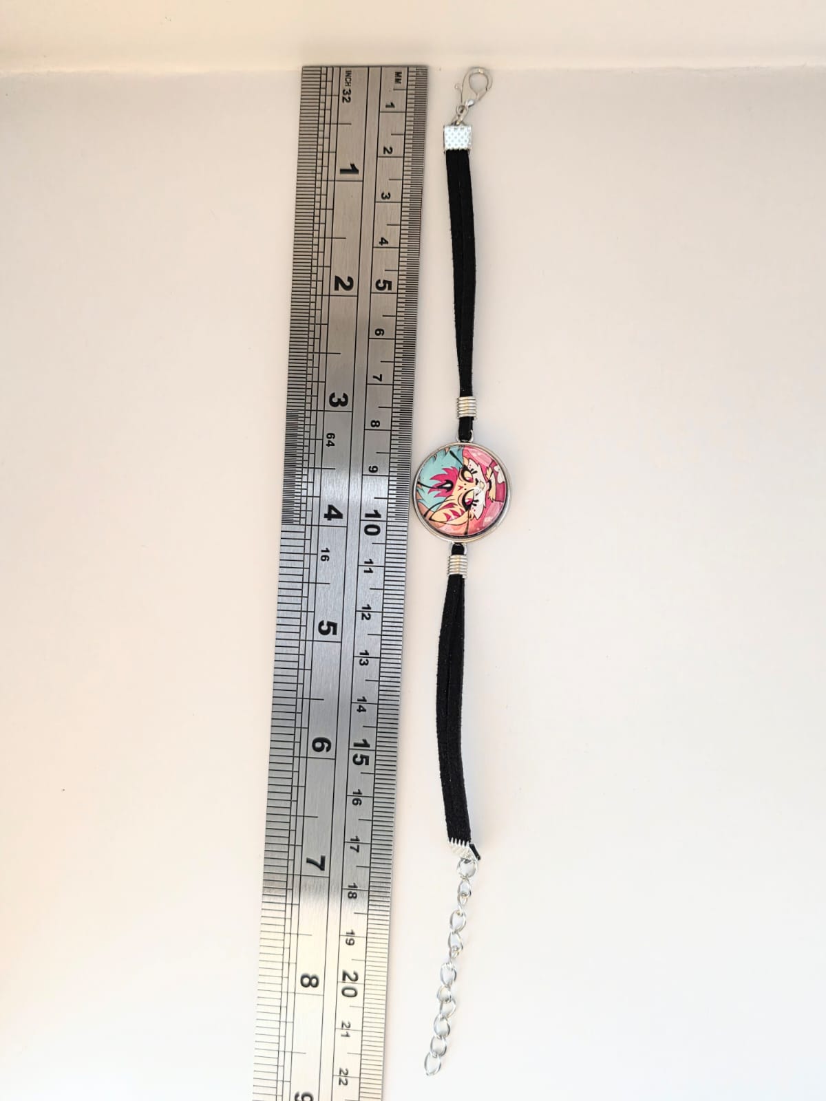 Helluva Boss Inspired Beelzebub 20mm Faux Suede Adjustable Bracelet Handmade