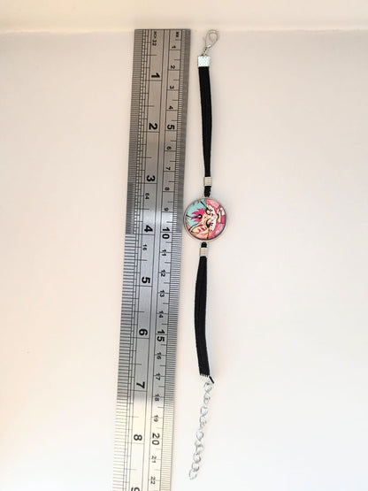 Helluva Boss Inspired Beelzebub 20mm Faux Suede Adjustable Bracelet Handmade