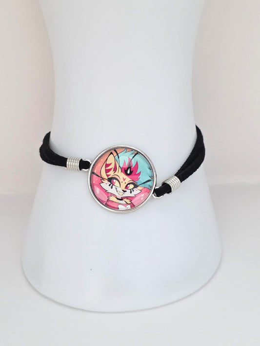 Helluva Boss Inspired Beelzebub 20mm Faux Suede Adjustable Bracelet Handmade
