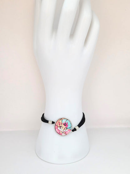 Helluva Boss Inspired Beelzebub 20mm Faux Suede Adjustable Bracelet Handmade