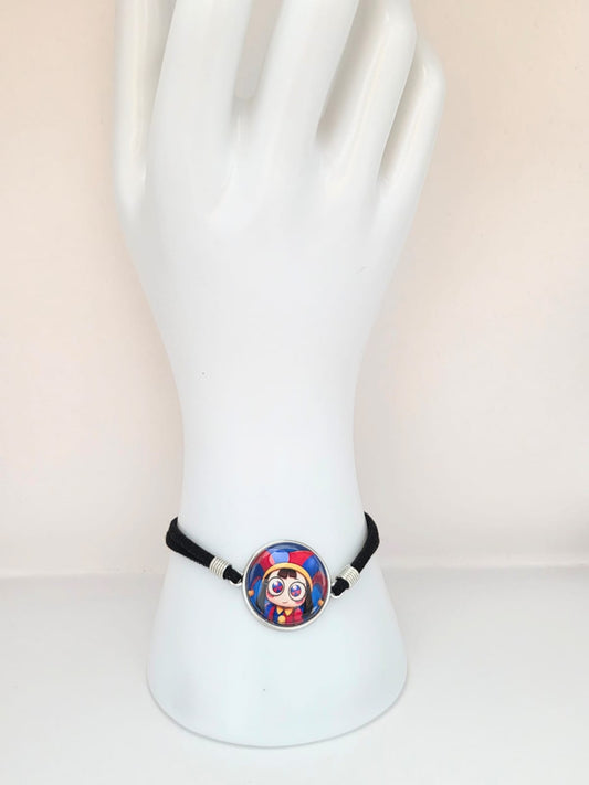 The Amazing Digital Circus Inspired Pomni 20mm Faux Suede Adjustable Bracelet