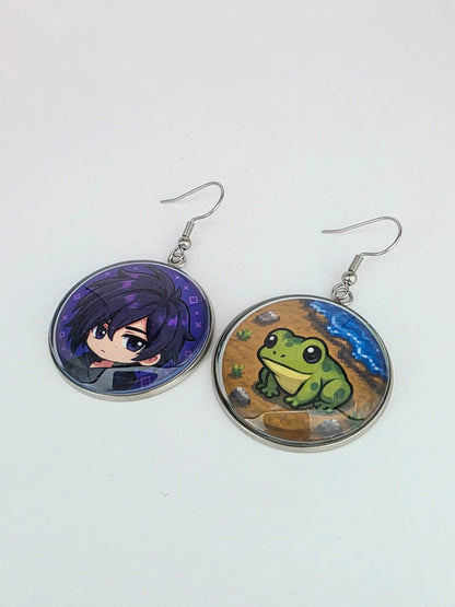 Stardew Valley Inspired Sebastian & Frog Dangle Stainless Steel Earrings
