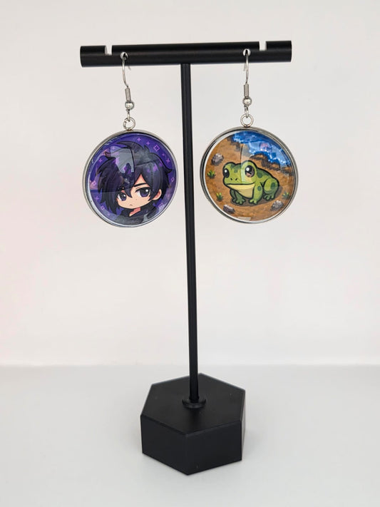 Stardew Valley Inspired Sebastian & Frog Dangle Stainless Steel Earrings