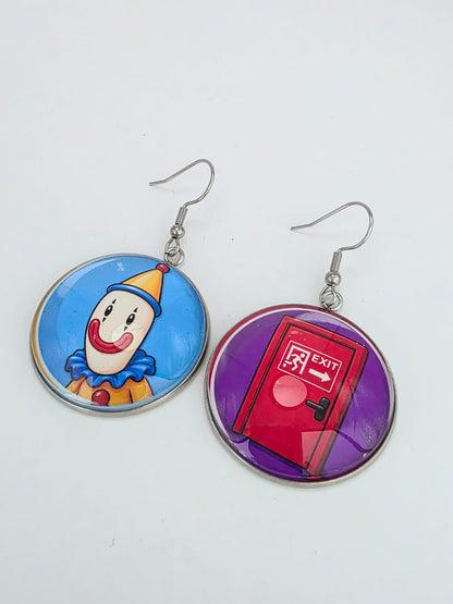 The Amazing Digital Circus Inspired Kaufmo & Exit Door Dangle Stainless Steel Earrings