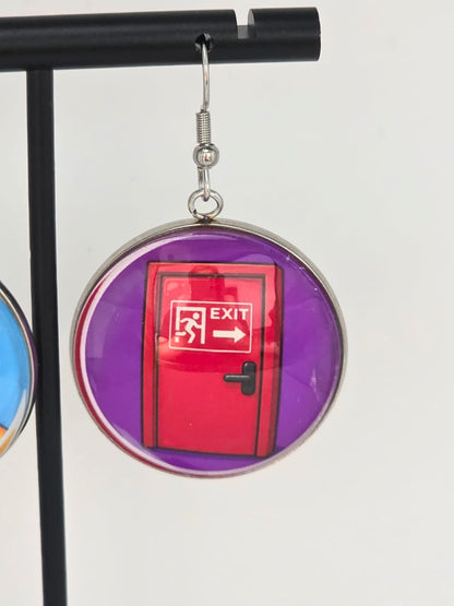 The Amazing Digital Circus Inspired Kaufmo & Exit Door Dangle Stainless Steel Earrings