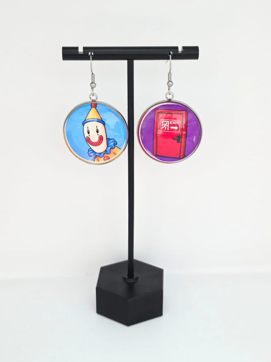 The Amazing Digital Circus Inspired Kaufmo & Exit Door Dangle Stainless Steel Earrings