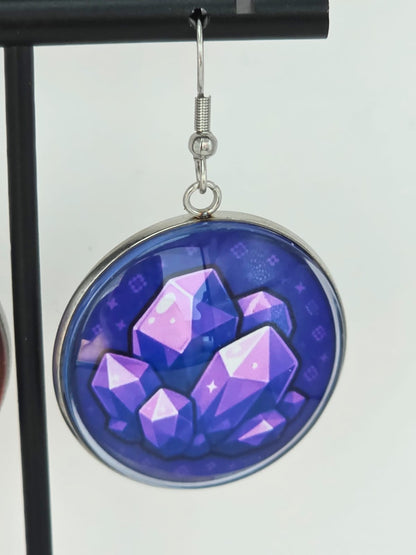 Stardew Valley Inspired Abigail & Amethyst Dangle Stainless Steel Earrings