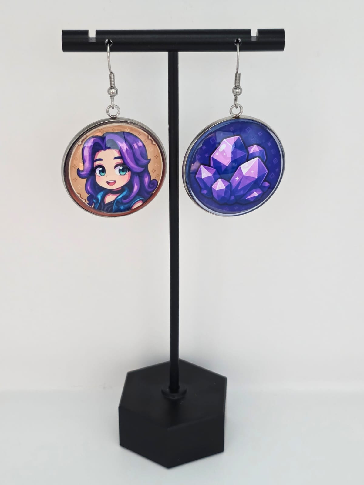 Stardew Valley Inspired Abigail & Amethyst Dangle Stainless Steel Earrings