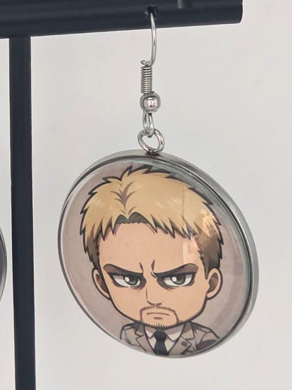 Attack on Titan Inspired Reiner & Bertholdt Dangle Stainless Steel Earrings