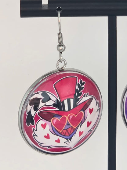 Hazbin Hotel Inspired Valentino & "I'm From Fucking Florida" Dangle Stainless Steel Earrings