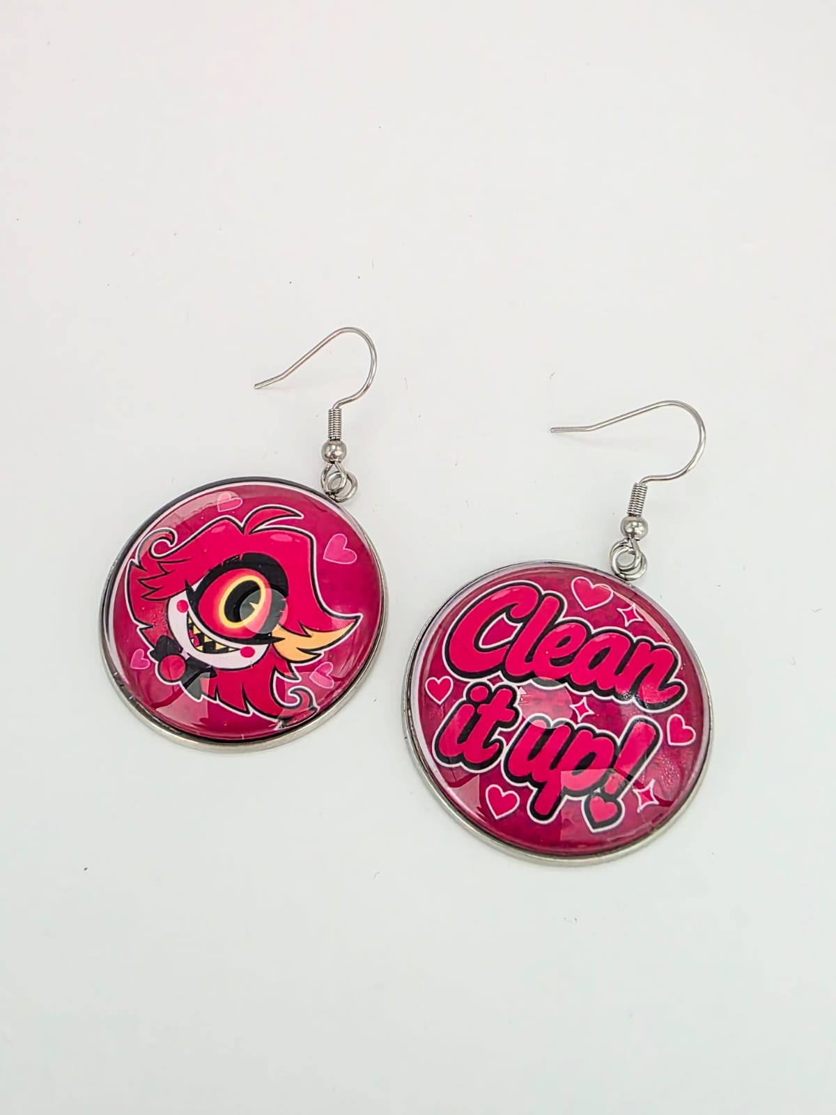 Hazbin Hotel Inspired Niffty & "Clean It Up" Dangle Stainless Steel Earrings