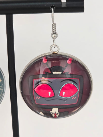 Hazbin Hotel Inspired Vincent & Young Vox Dangle Stainless Steel Earrings