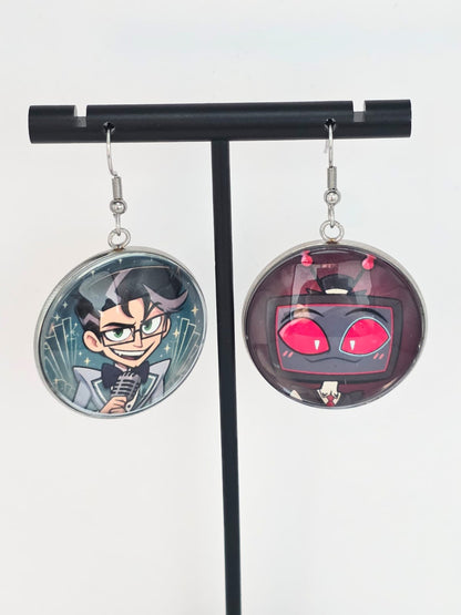 Hazbin Hotel Inspired Vincent & Young Vox Dangle Stainless Steel Earrings