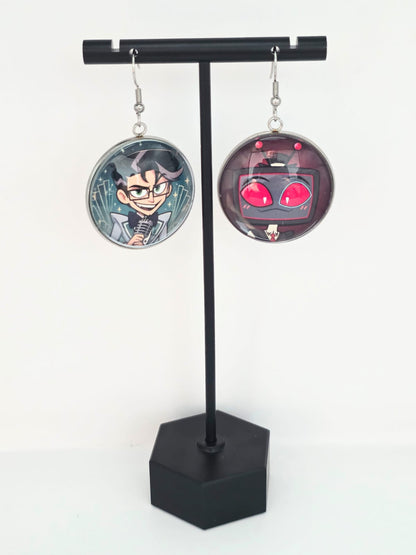 Hazbin Hotel Inspired Vincent & Young Vox Dangle Stainless Steel Earrings