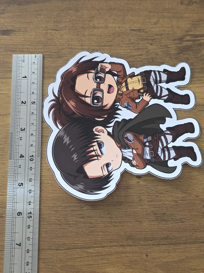 Attack on Titan Inspired Levi & Hange Glossy Die Cut Sticker | 2 Sizes Available