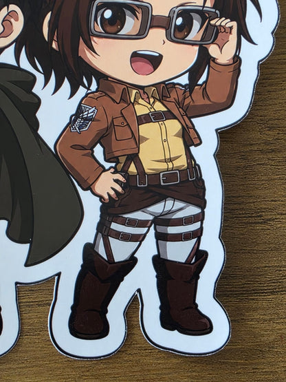 Attack on Titan Inspired Levi & Hange Glossy Die Cut Sticker | 2 Sizes Available