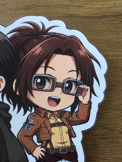 Attack on Titan Inspired Levi & Hange Glossy Die Cut Sticker | 2 Sizes Available