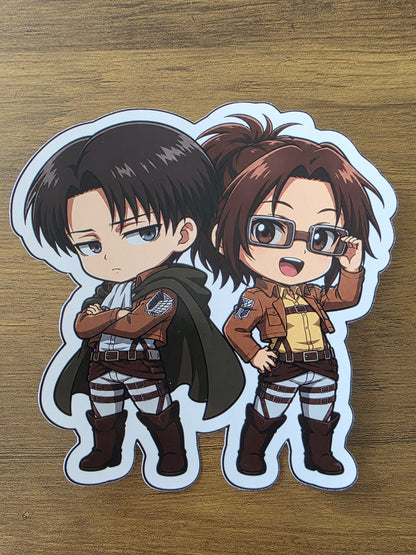 Attack on Titan Inspired Levi & Hange Glossy Die Cut Sticker | 2 Sizes Available