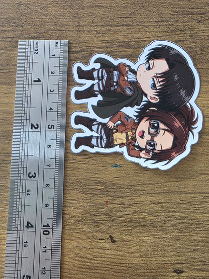 Attack on Titan Inspired Levi & Hange Glossy Die Cut Sticker | 2 Sizes Available