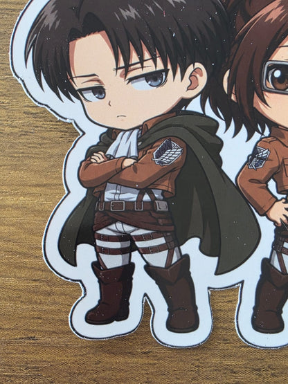 Attack on Titan Inspired Levi & Hange Glossy Die Cut Sticker | 2 Sizes Available