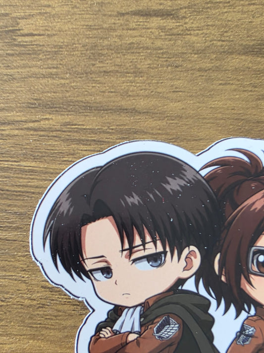 Attack on Titan Inspired Levi & Hange Glossy Die Cut Sticker | 2 Sizes Available