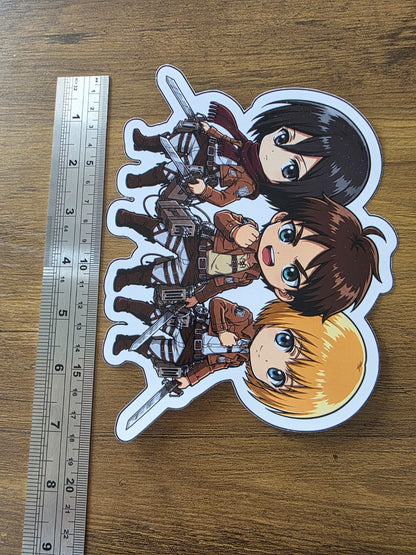 Attack on Titan Inspired Trio Eren, Mikasa & Armin Glossy Die Cut Sticker | 2 Sizes Available
