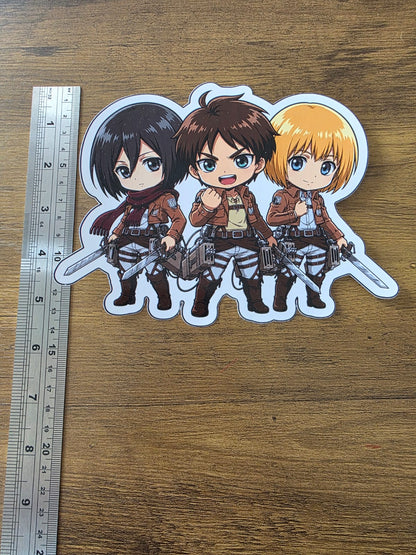 Attack on Titan Inspired Trio Eren, Mikasa & Armin Glossy Die Cut Sticker | 2 Sizes Available
