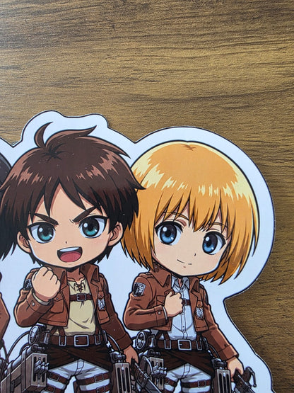 Attack on Titan Inspired Trio Eren, Mikasa & Armin Glossy Die Cut Sticker | 2 Sizes Available