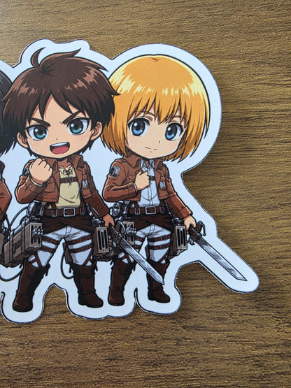 Attack on Titan Inspired Trio Eren, Mikasa & Armin Glossy Die Cut Sticker | 2 Sizes Available