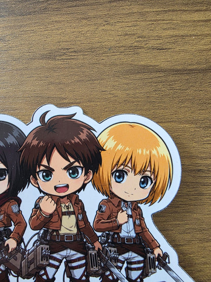 Attack on Titan Inspired Trio Eren, Mikasa & Armin Glossy Die Cut Sticker | 2 Sizes Available
