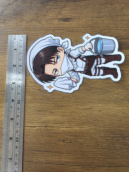 Attack on Titan Inspired Levi Cleaning Glossy Die Cut Sticker | 2 Sizes Available