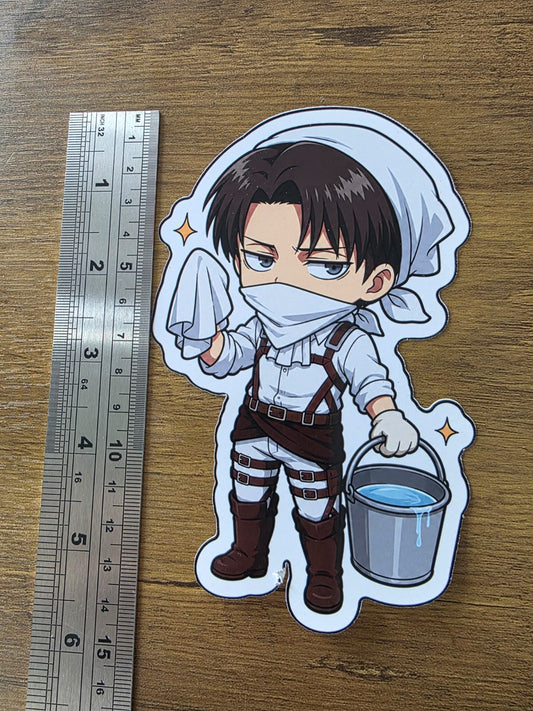 Attack on Titan Inspired Levi Cleaning Glossy Die Cut Sticker | 2 Sizes Available